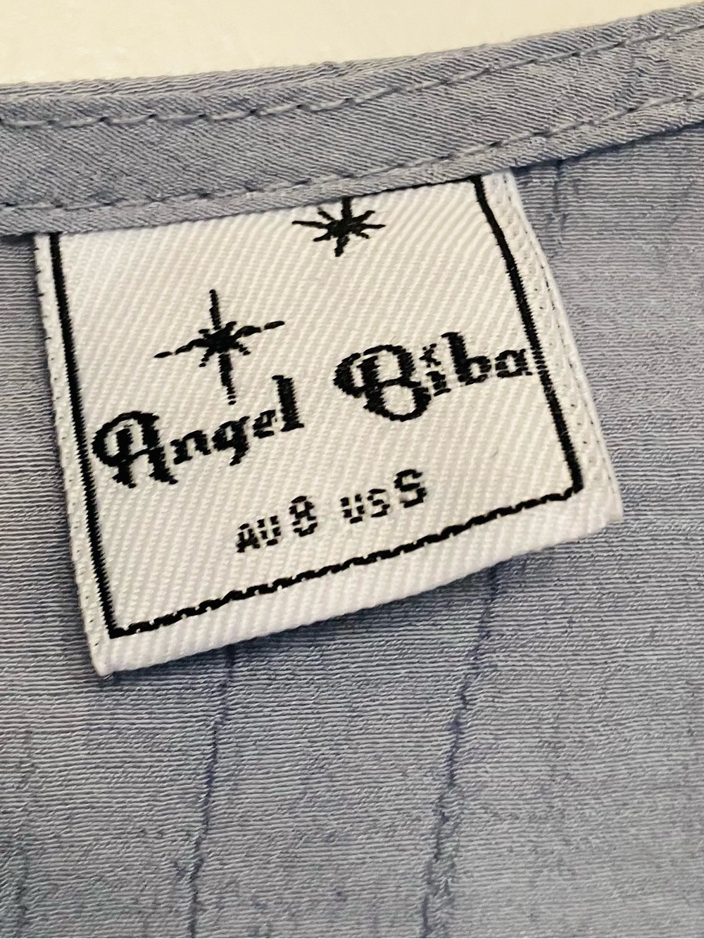 Angel Biba Dusty Blue Ruffle Mini Dress Waist Tie Sashes - Size Small - Picture 4 of 7